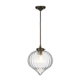 David Hunt Lighting Holborn Pendant Ribbed Glass Antique Brass